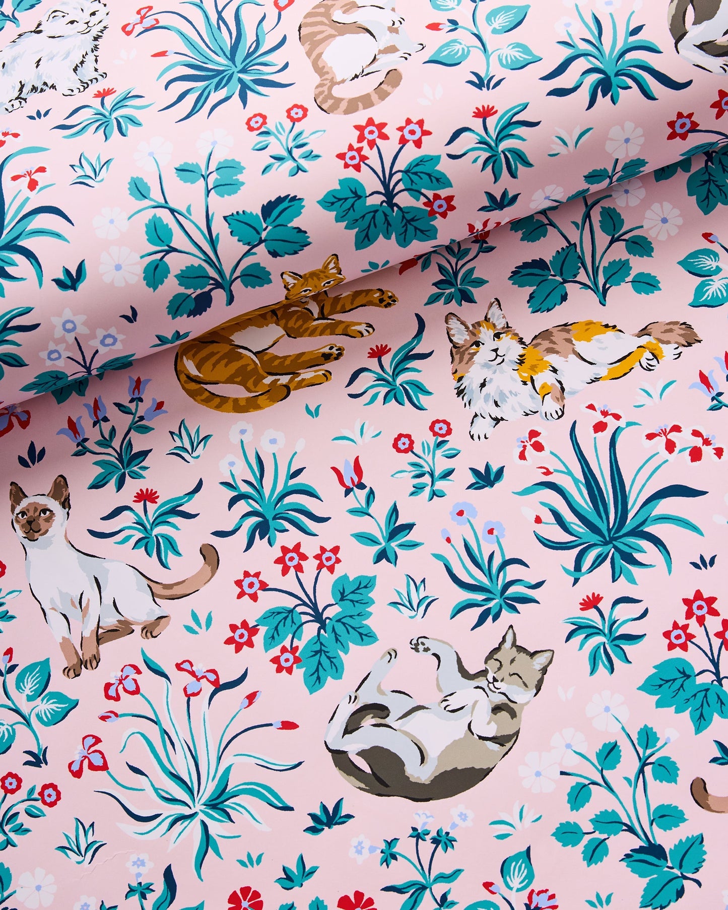 Must Love Cats - Peel & Stick Wallpaper - Pink