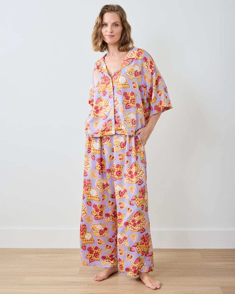 Waffles in Bed - Tall Eco Satin Wildest Dreams Set - Lavender - Printfresh