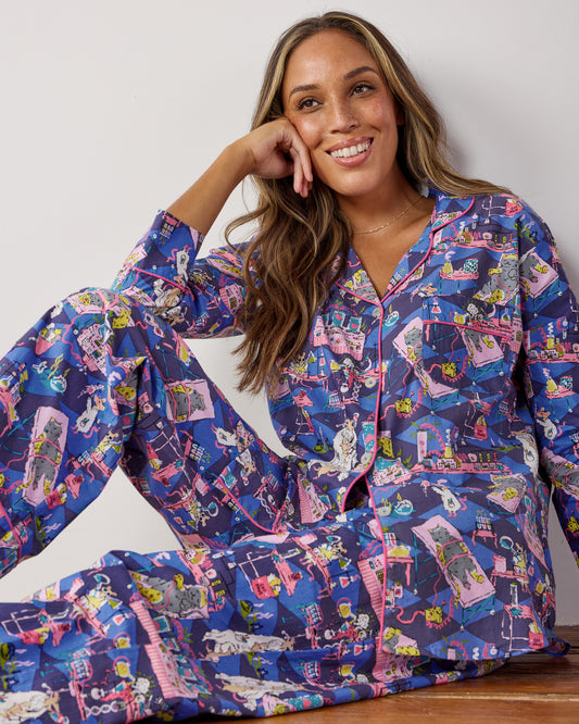 It's Alive - Long PJ Set - Checkered Sapphire