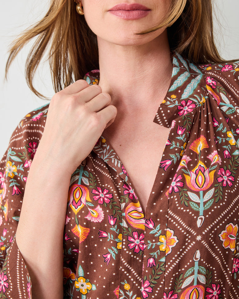 Floral Bandana - Fayette Blouse - Tanned Copper - Printfresh