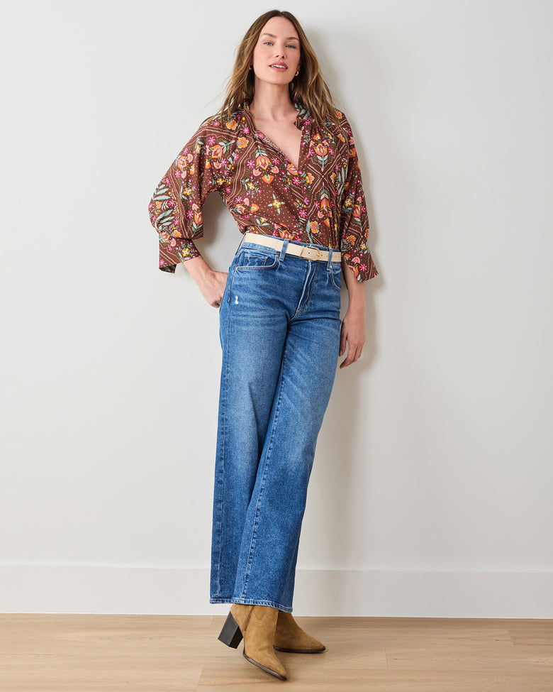 Floral Bandana - Fayette Blouse - Tanned Copper - Printfresh