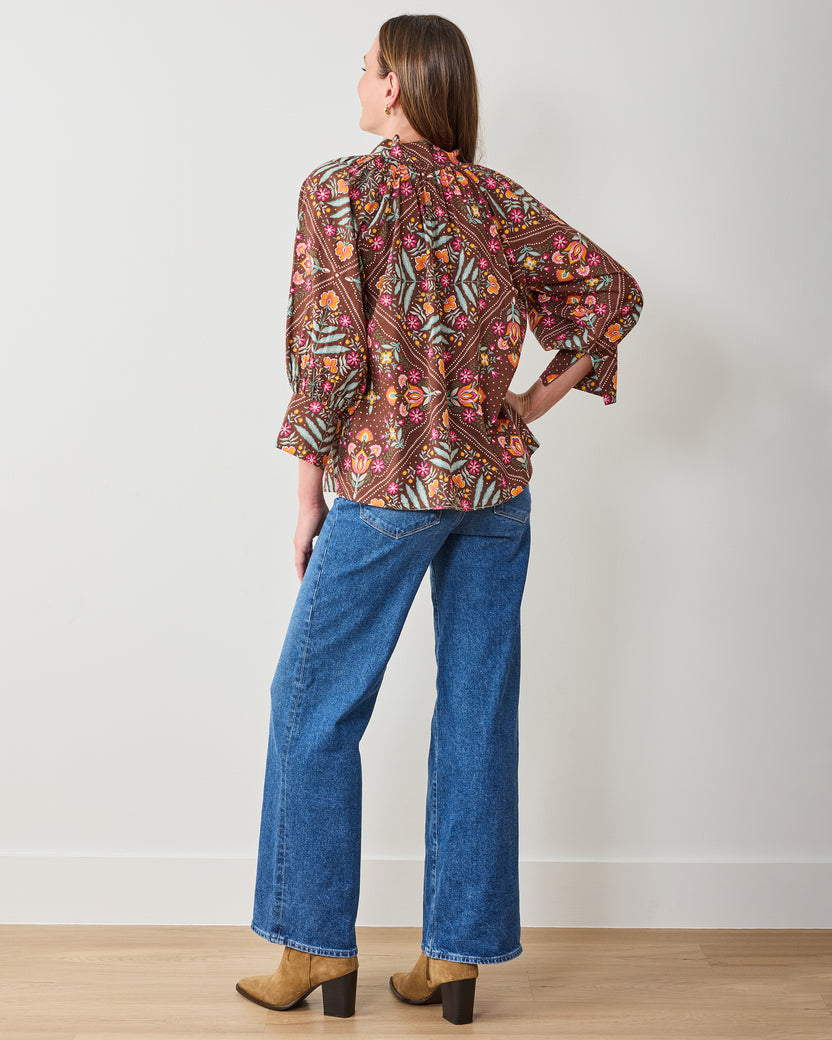 Floral Bandana - Fayette Blouse - Tanned Copper - Printfresh