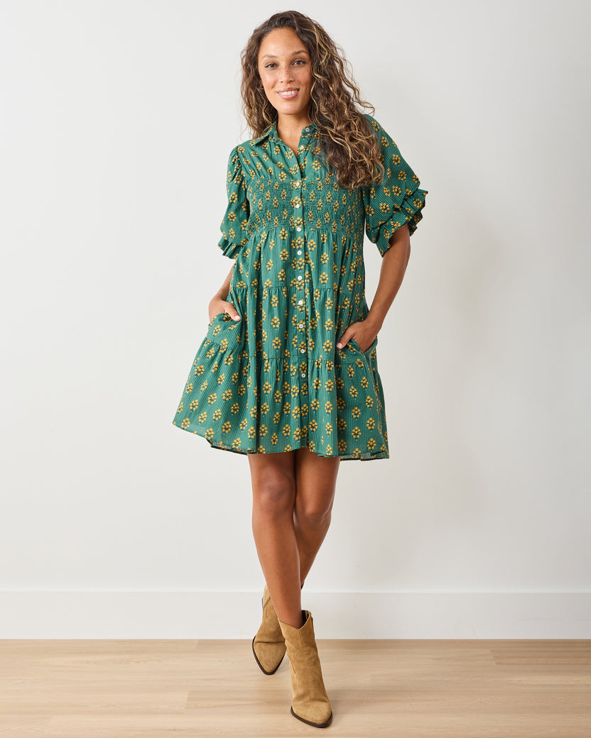 Texas Bouquet - Sienna Dress - Desert Moss - Printfresh