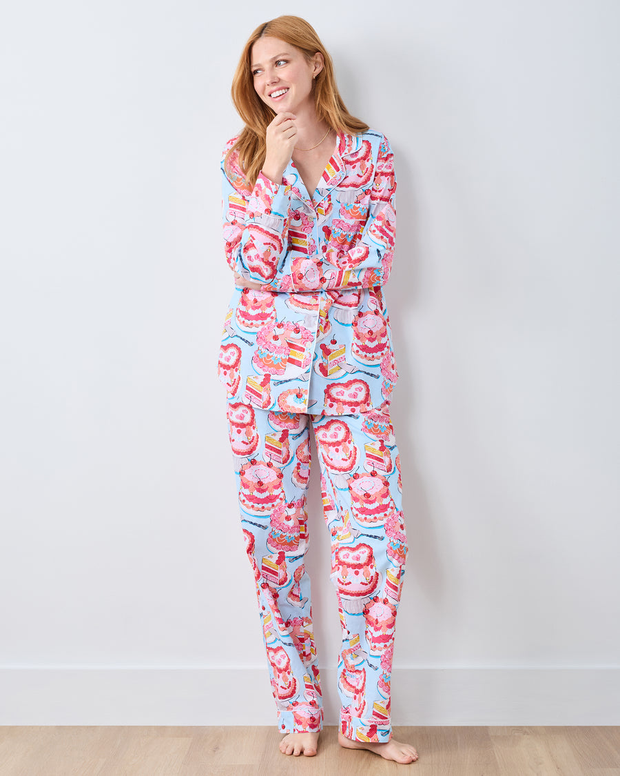Vintage Cakes - Petite Long PJ Set - Blue Buttercream - Printfresh