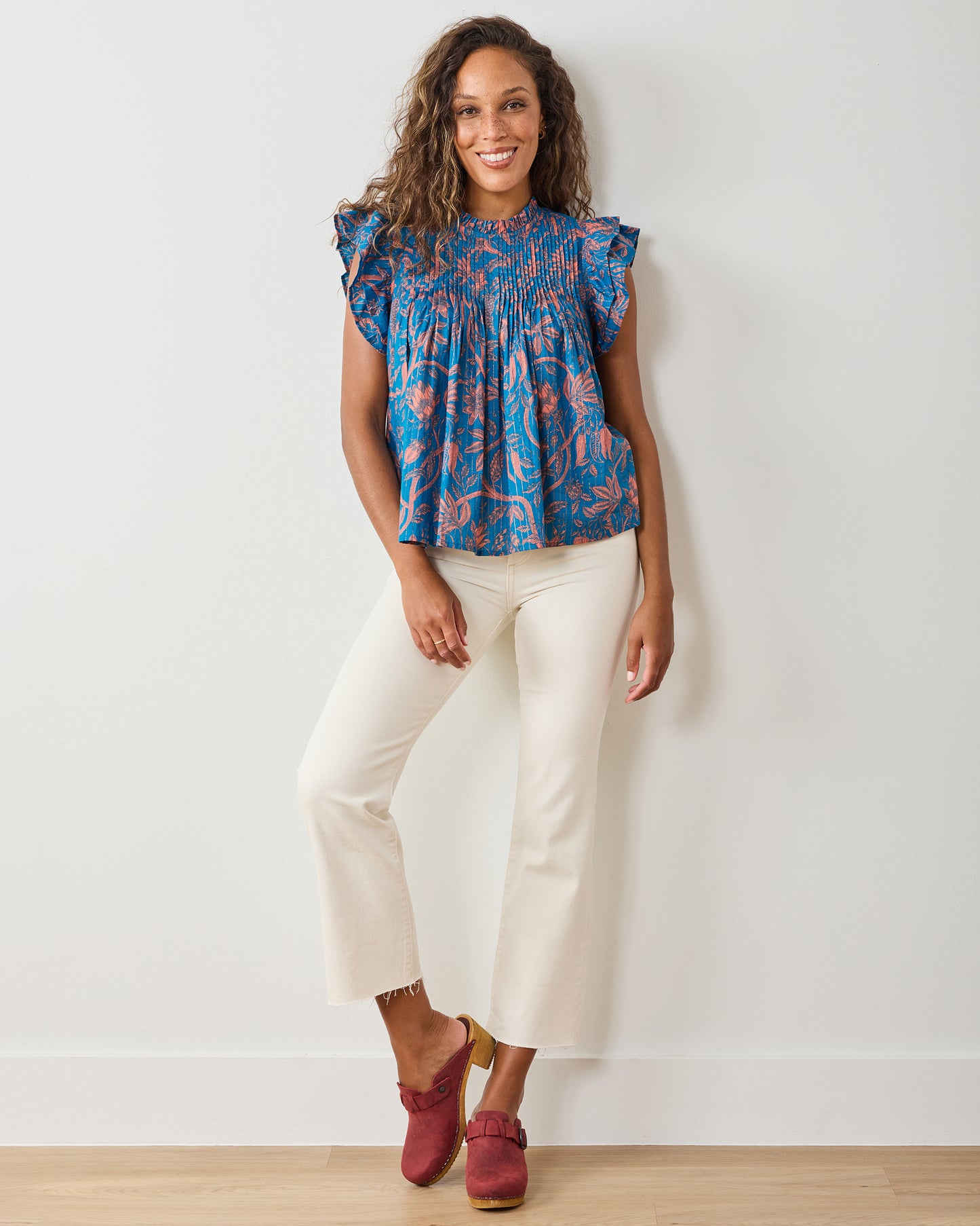 Etched Vine - When In Doubt Blouse - Turquoise Blush - Printfresh