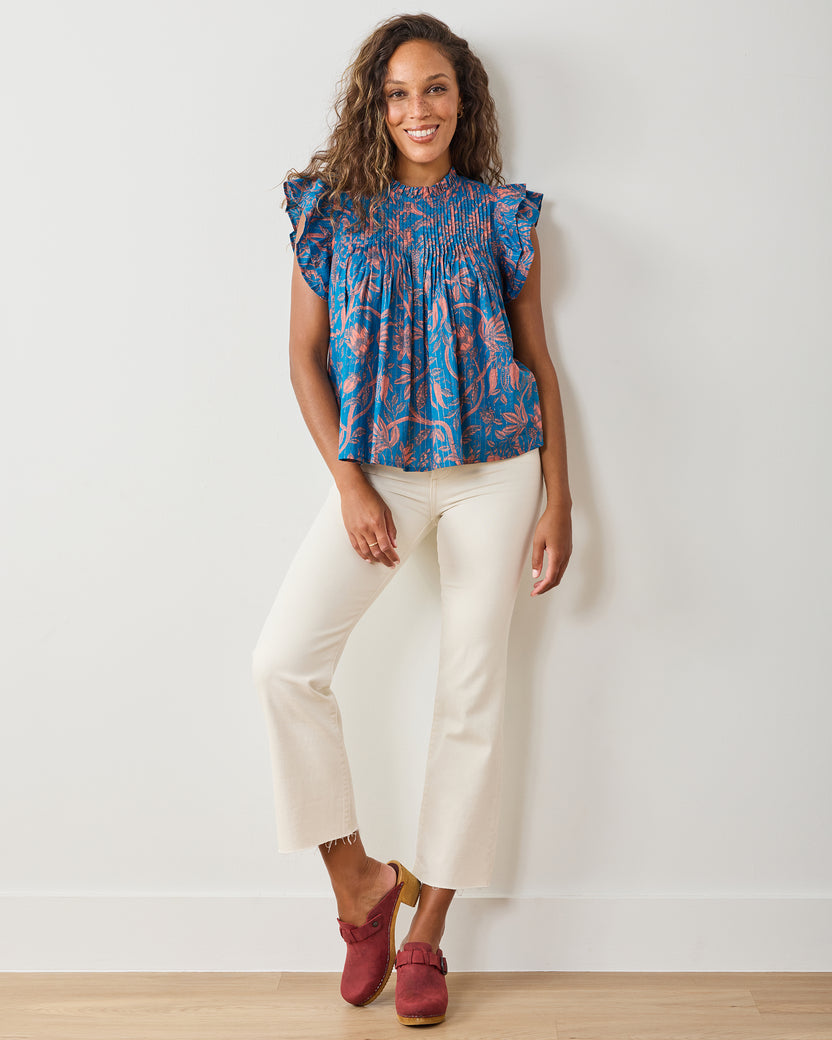 Etched Vine - When In Doubt Blouse - Turquoise Blush - Printfresh