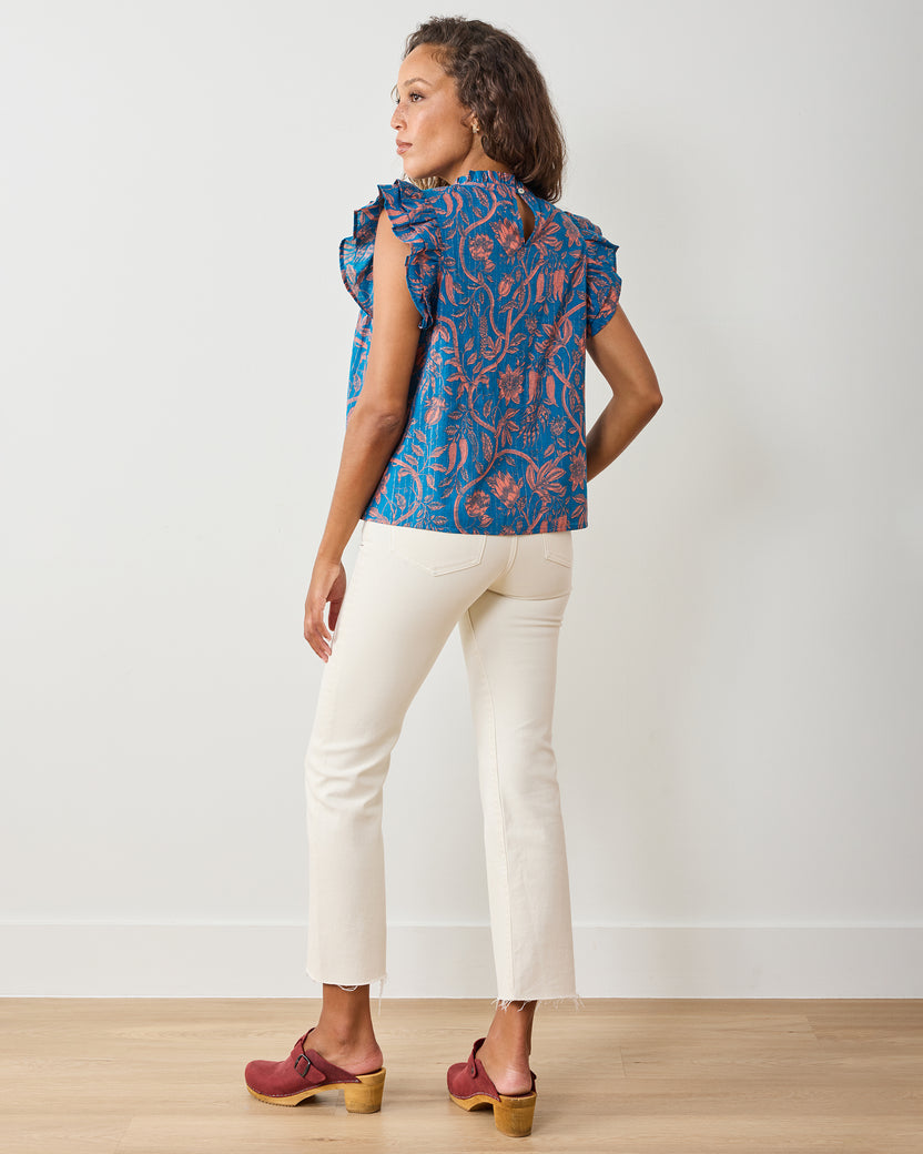 Etched Vine - When In Doubt Blouse - Turquoise Blush - Printfresh