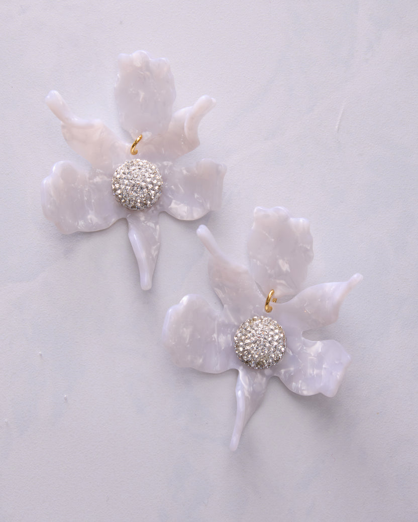 Mother of Pearl - Crystal Lily Earrings - Lele Sadoughi - Printfresh