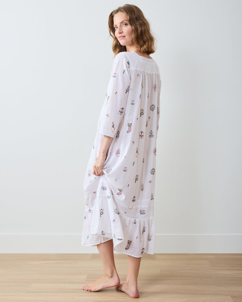 Holiday Cats - Taylor Nightgown - Cloud - Printfresh
