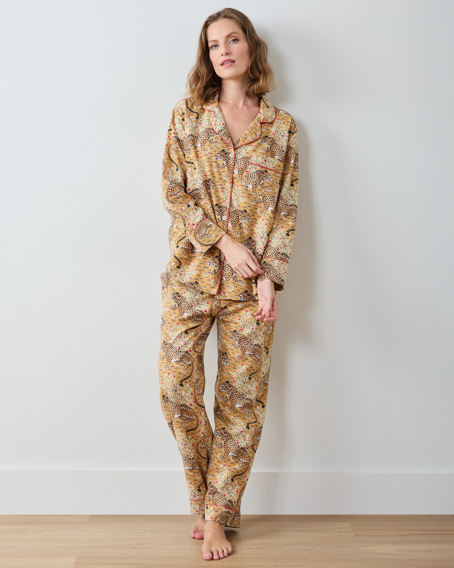 Bagheera - Lightweight Flannel Long PJ Set - Tobacco - Printfresh