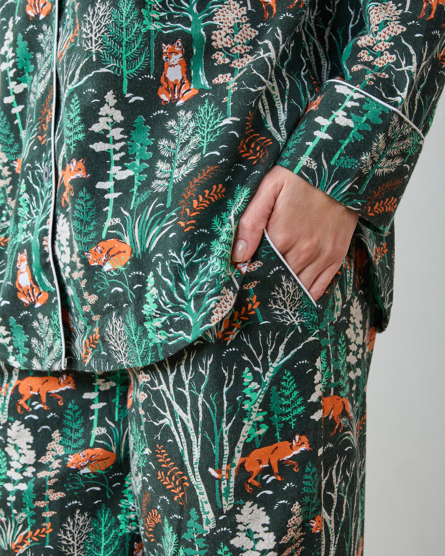 Fox & Folklore - Lightweight Flannel Long PJ Set - Juniper - Printfresh