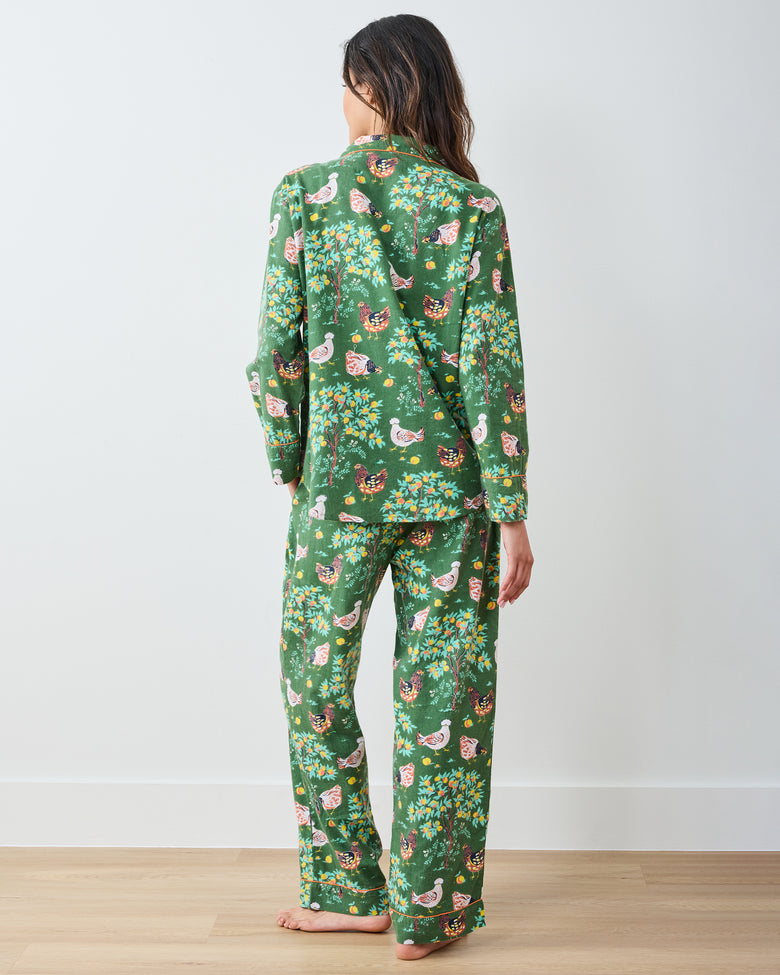 Hen House - Lightweight Flannel Long PJ Set - Olive - Printfresh