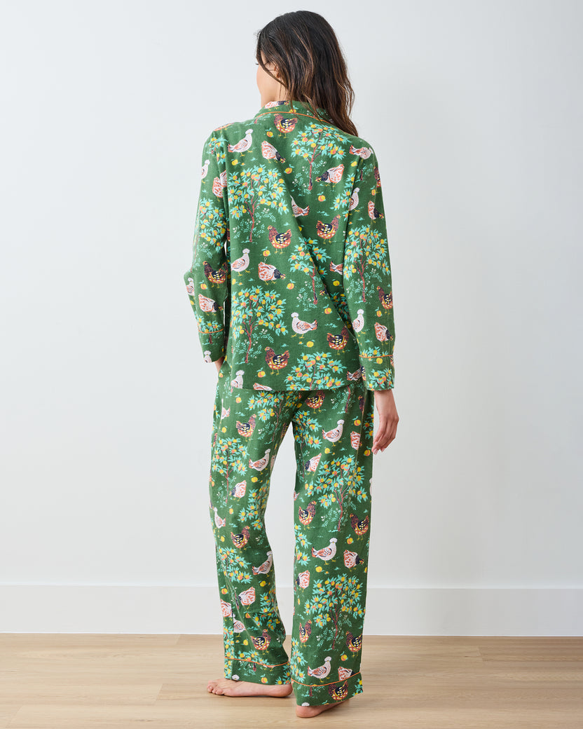 Hen House - Lightweight Flannel Long PJ Set - Olive - Printfresh