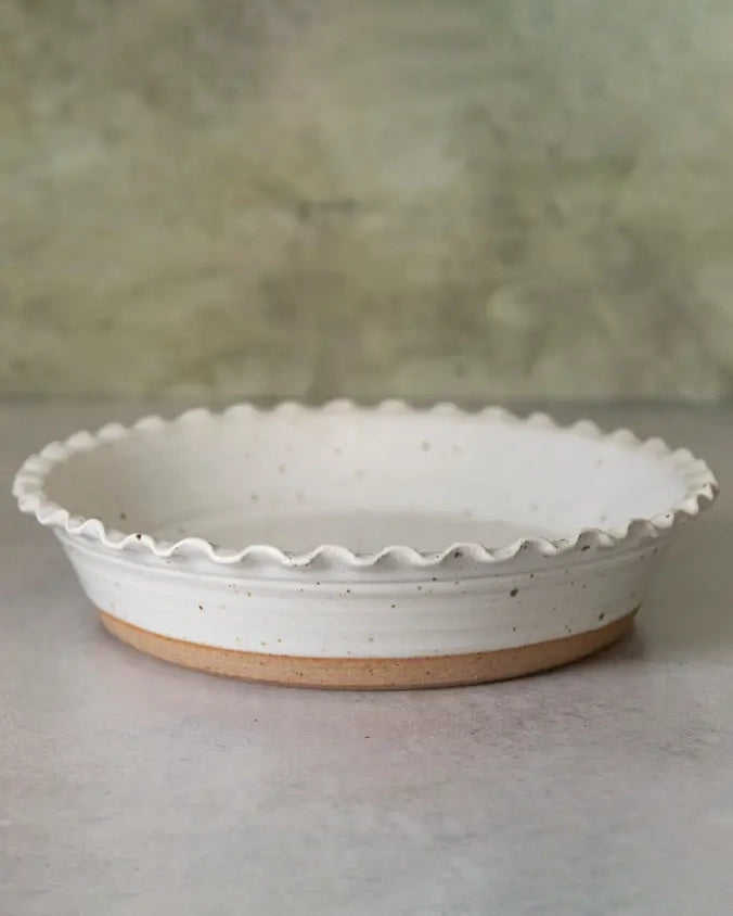 White - Sage Valley Pottery Pie Dish - Printfresh