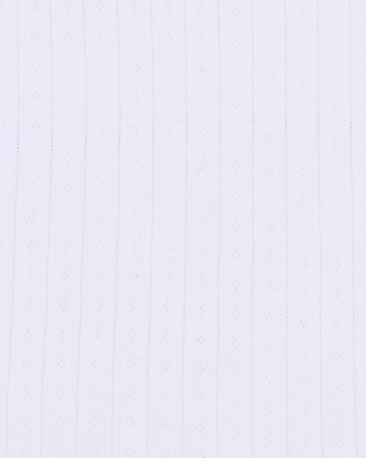Close-up white fabric swatch showing vertical pointelle lines and small perforated details.
