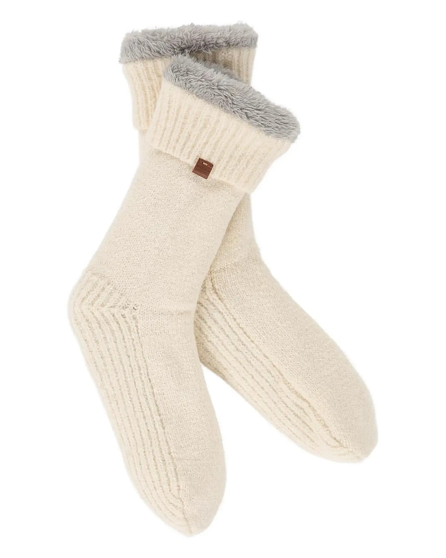 Cream - Chunky Lined Slipper Socks - Printfresh