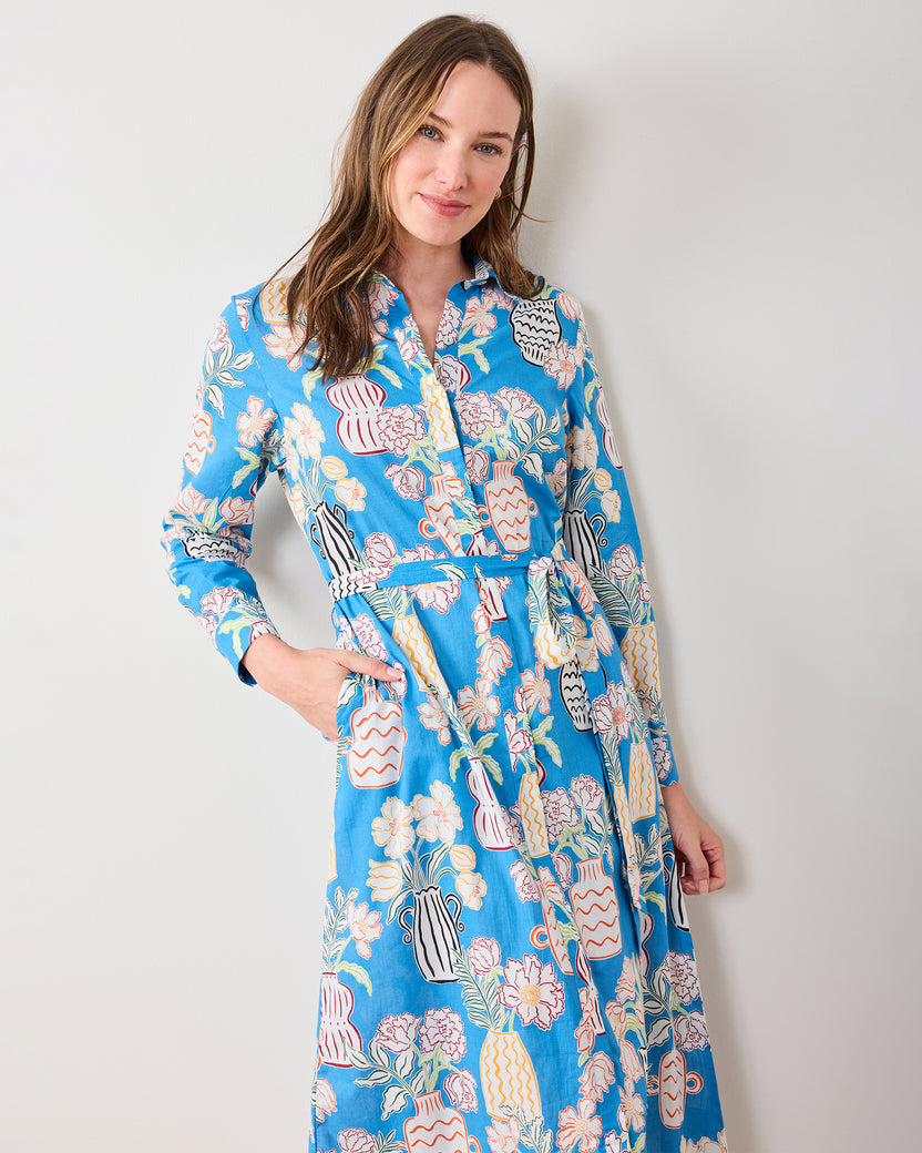 Antique Vases - Monaco Dress - Blue Sky - Printfresh