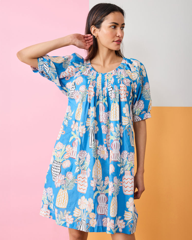 Antique Vases - Raina Dress - Blue Sky - Printfresh