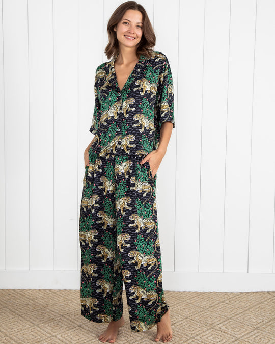 Bagheera - Petite Satin Pajama Set - Ink - Printfresh