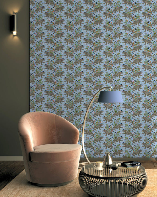 Bagheera - Peel & Stick Wallpaper - Ice Blue - Printfresh