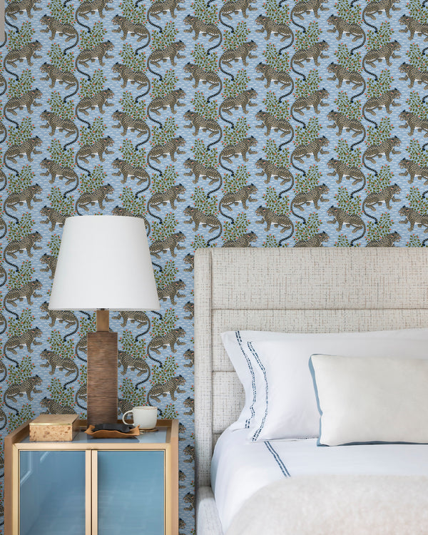 Bagheera - Peel & Stick Wallpaper - Ice Blue - Printfresh