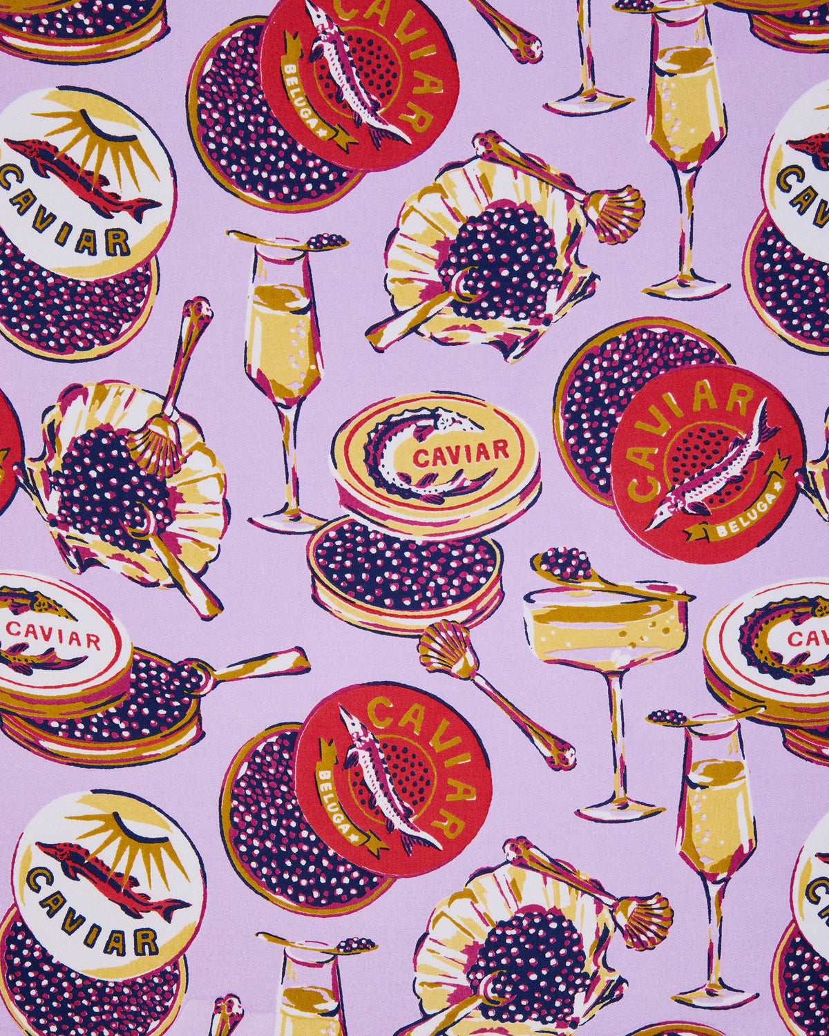 Champagne & Caviar - Eco Satin Slumber Jacket - Lavender Spritz - Printfresh