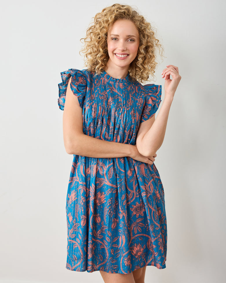 Etched Vine - Open Road Dress - Turquoise Blush - Printfresh