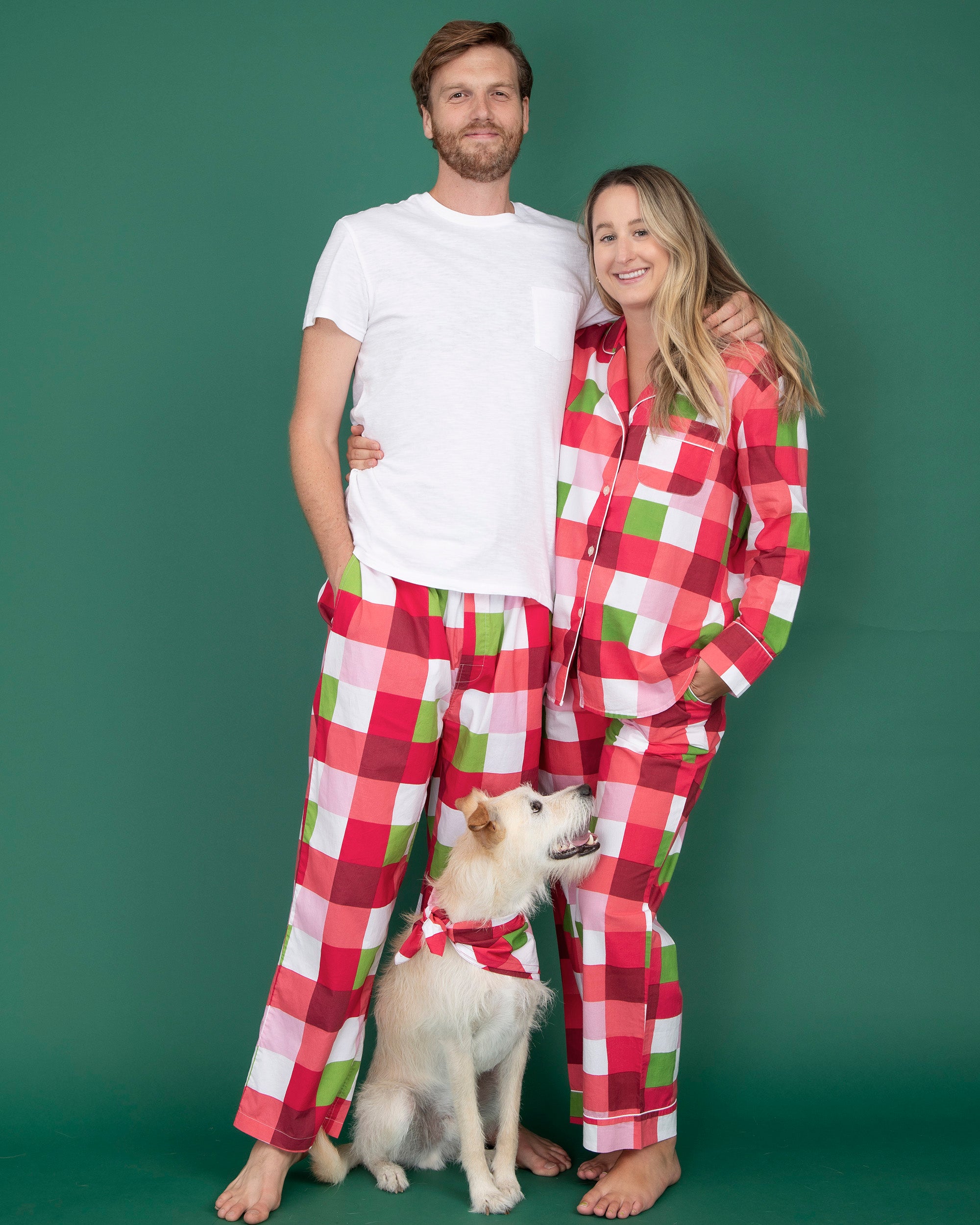 Vibrant Life Dog Clothes: Red & Black Plaid Jersey Pajamas for