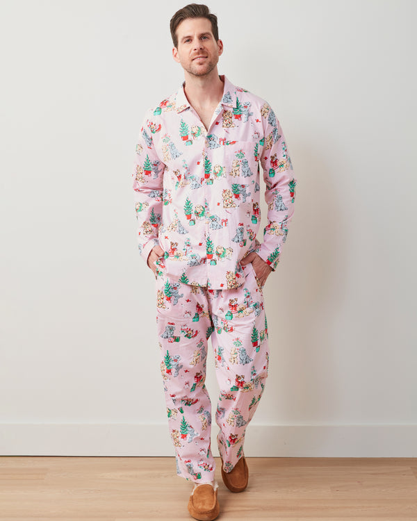 PF x The Hiltons Christmas Poodle Party - Men's Long Sleep Set - Rose - Printfresh