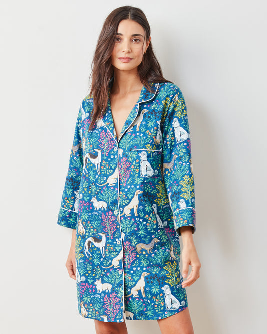 Must Love Dogs - Lightweight Flannel Sleep Shirt - Indigo - Printfresh