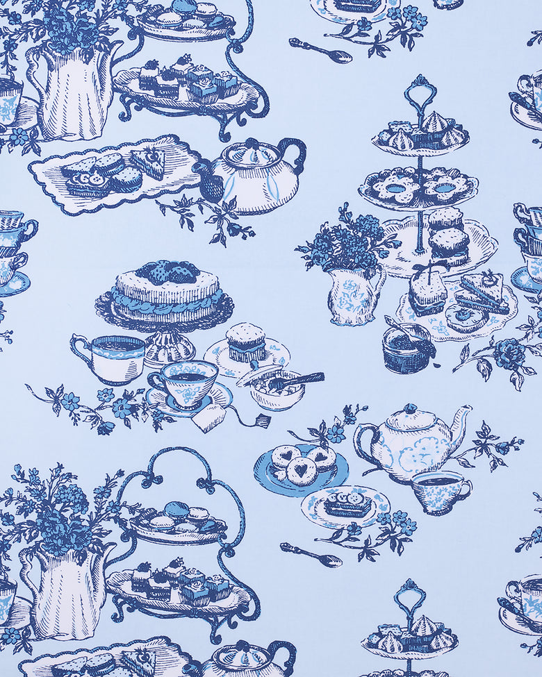 High Tea Toile - Pintuck Nightgown - Notting Hill Blue - Printfresh