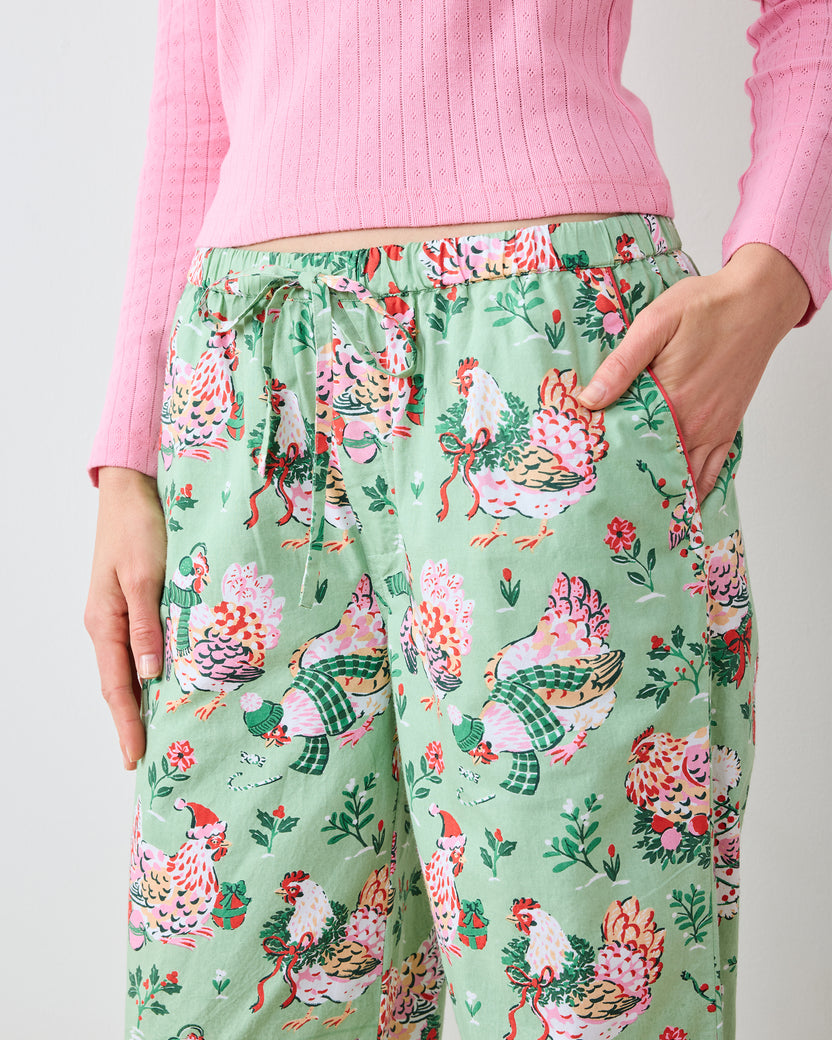 Holiday Hens - PJ Pants - Sage - Printfresh