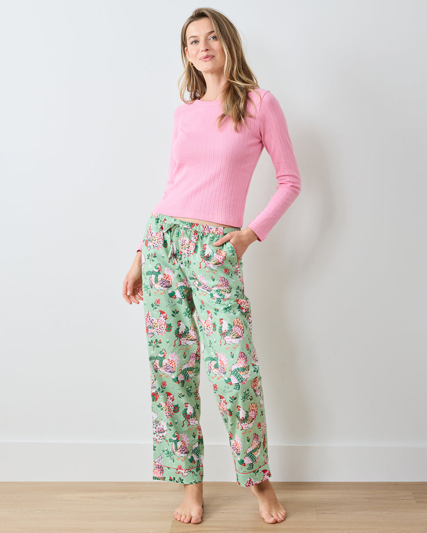 Holiday Hens - PJ Pants - Sage - Printfresh