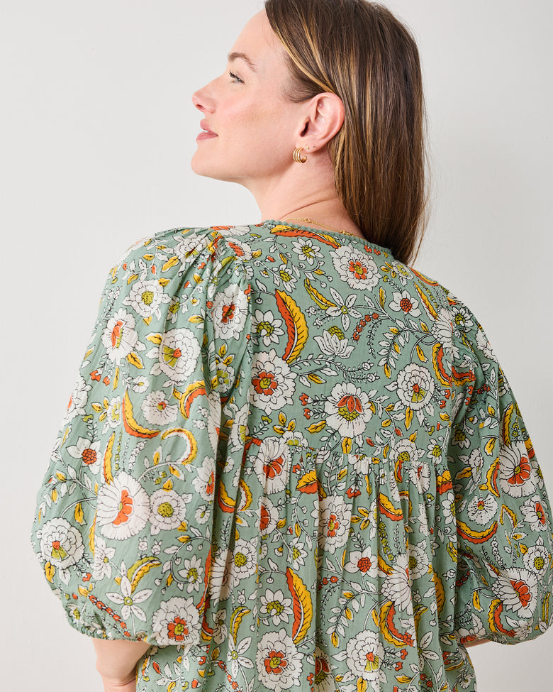 India Bloom  - Artifact Blouse - Sage - Printfresh