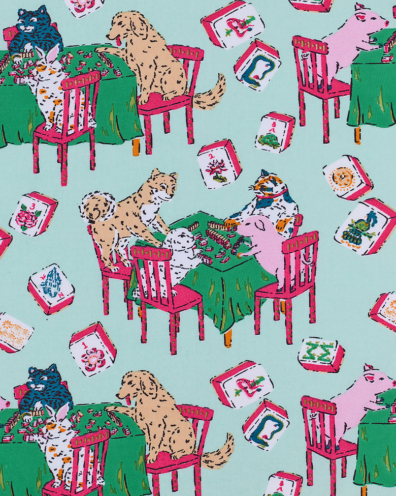 Mah Jongg Menagerie - Petite Traveler Tote - Pale Jade - Printfresh