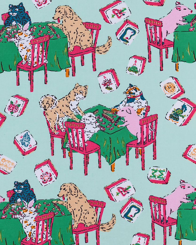 Mah Jongg Menagerie - Petite Traveler Tote - Pale Jade - Printfresh