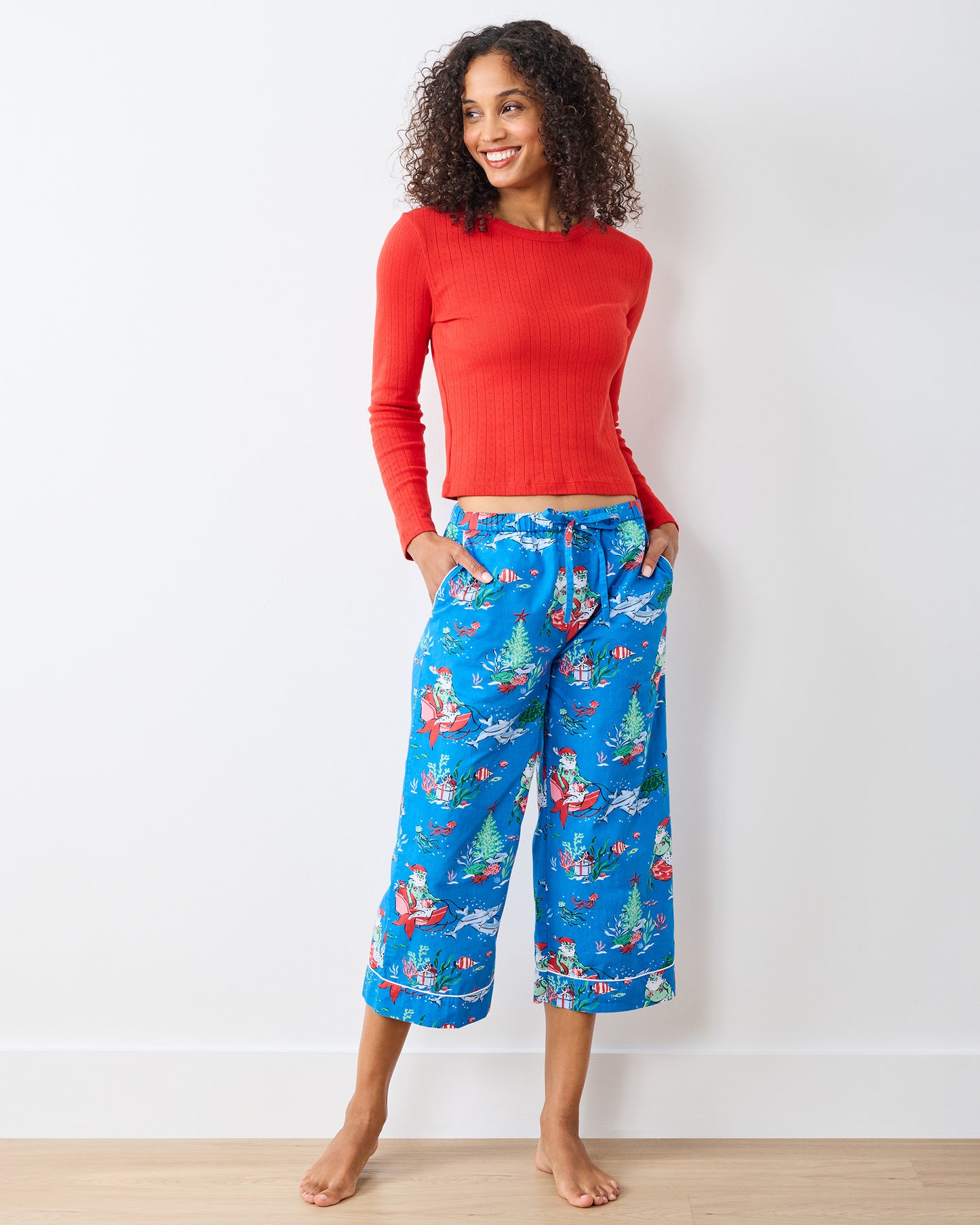 Merry Mermen - Cropped PJ Pants - Dolphin Tail - Printfresh