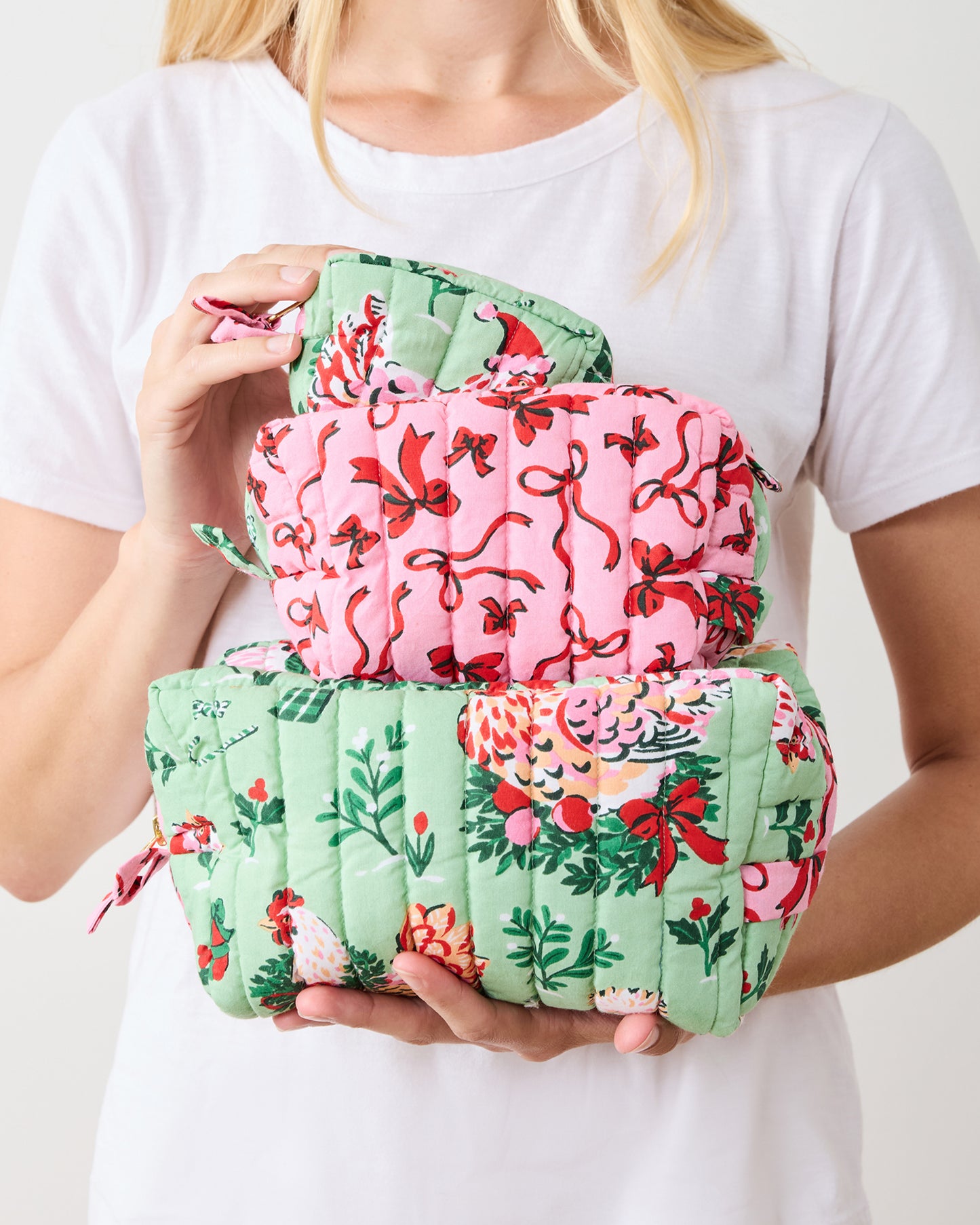 Holiday Hens - Three's Best Pouch Set - Sage - Printfresh