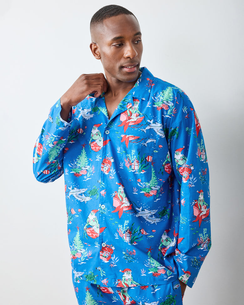 Merry Mermen - Men's Long PJ Set - Dolphin Tail - Printfresh