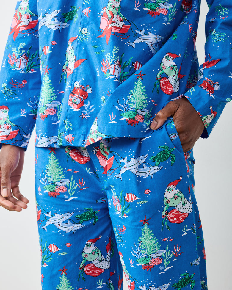Merry Mermen - Men's Long PJ Set - Dolphin Tail - Printfresh