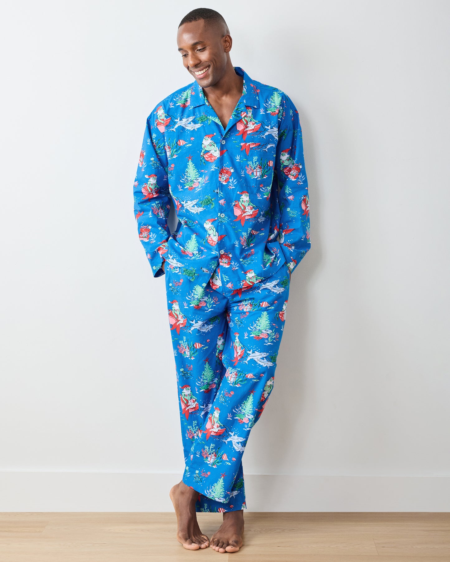 Merry Mermen - Men's Long PJ Set - Dolphin Tail - Printfresh