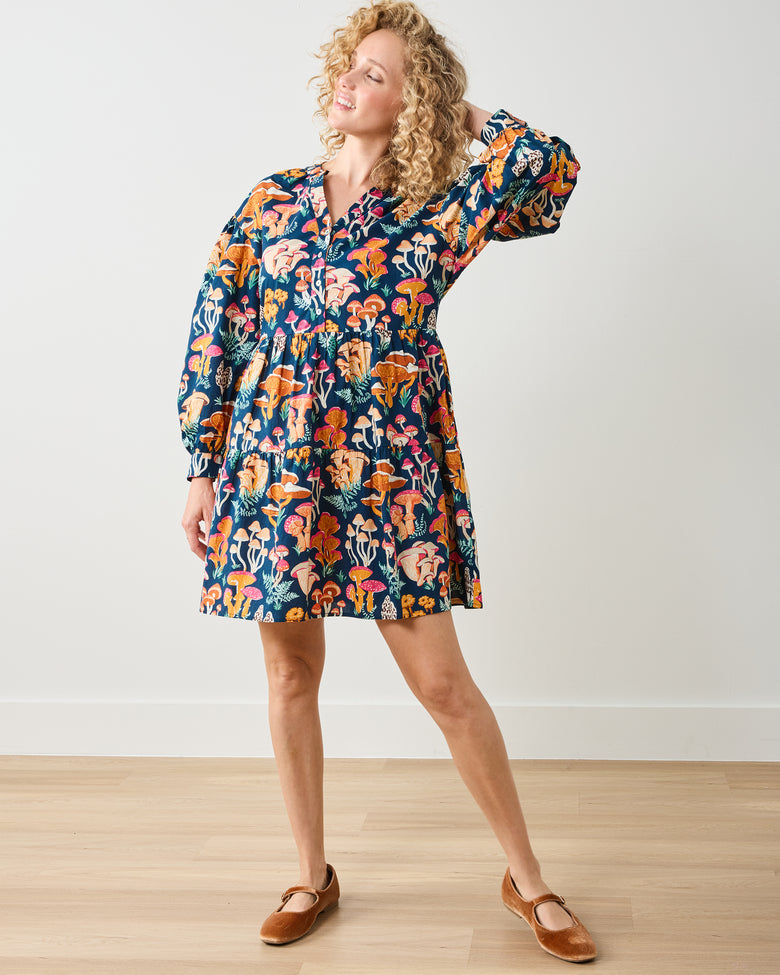Mushroom Medley - Night Sky Dress - Navy - Printfresh