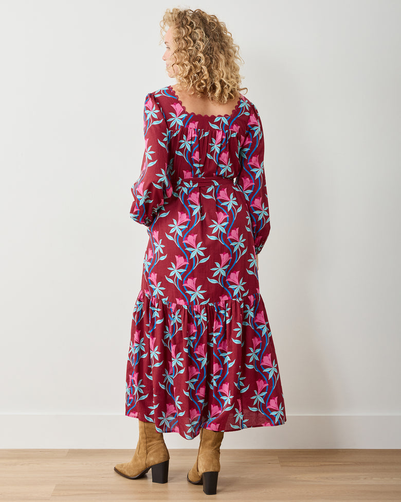 Moonflower Vine - Country Roads Dress - Barn Red - Printfresh