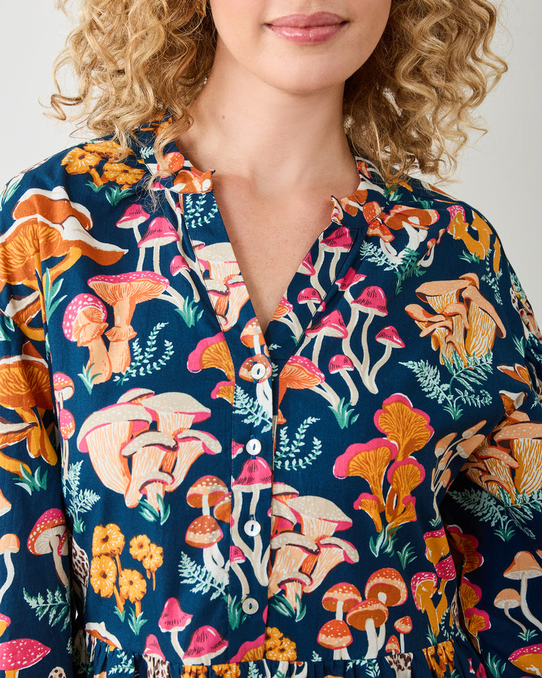 Mushroom Medley - Night Sky Dress - Navy - Printfresh