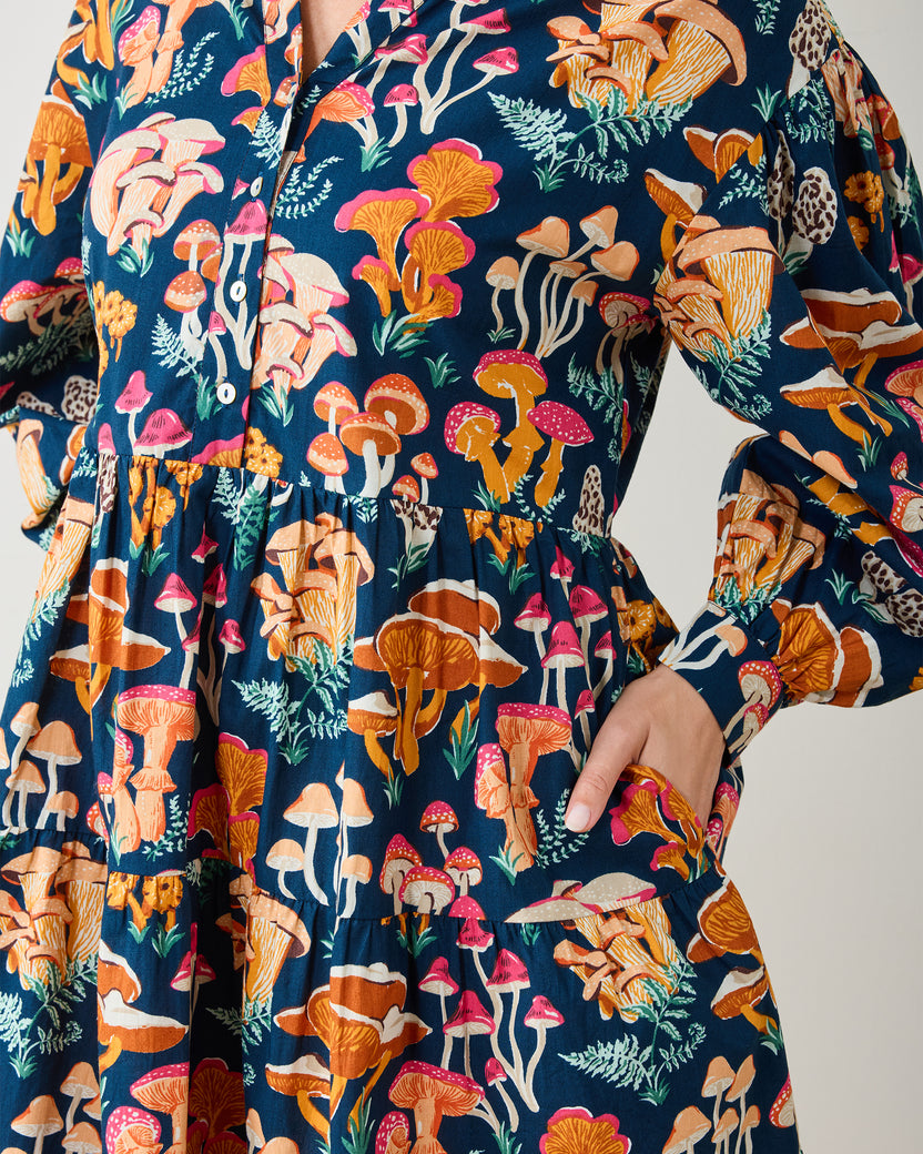 Mushroom Medley - Night Sky Dress - Navy - Printfresh