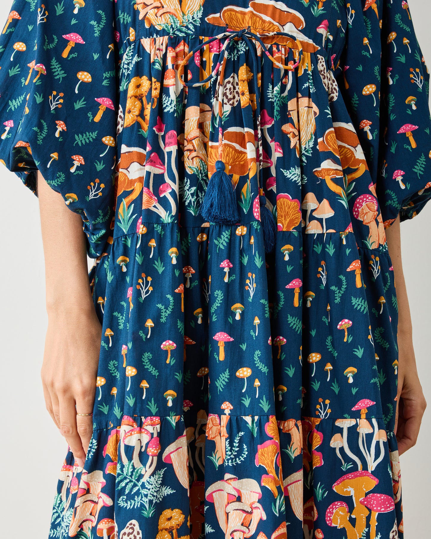 Mushroom Medley - Clementine Dress - Navy - Printfresh