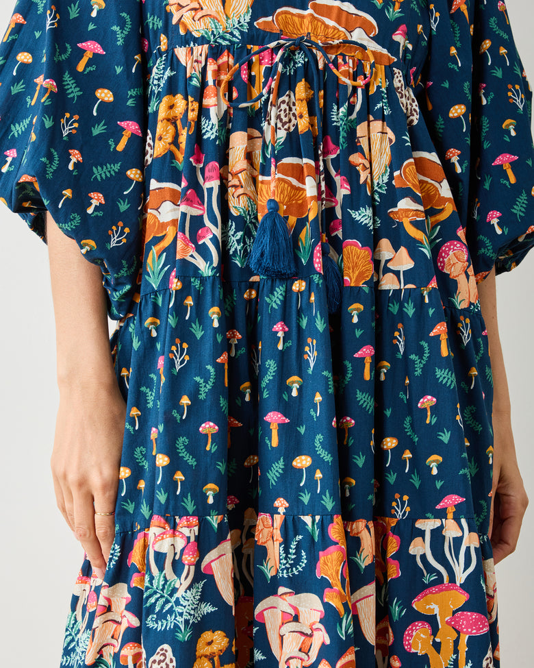 Mushroom Medley - Clementine Dress - Navy - Printfresh