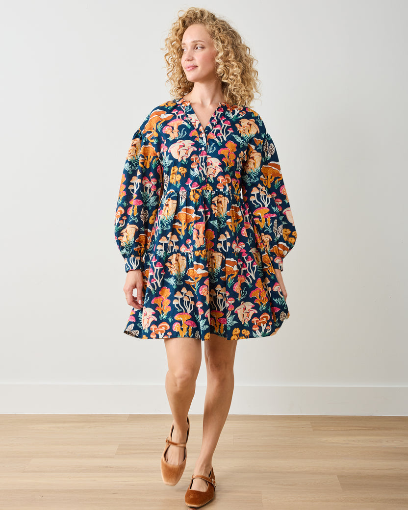 Mushroom Medley - Night Sky Dress - Navy - Printfresh