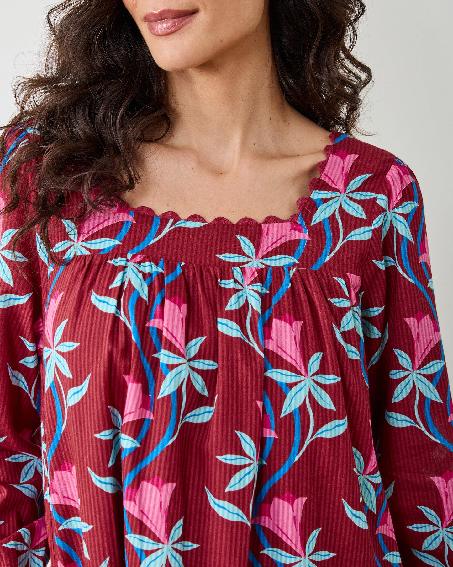 Moonflower Vine - Cypress Dress - Barn Red - Printfresh