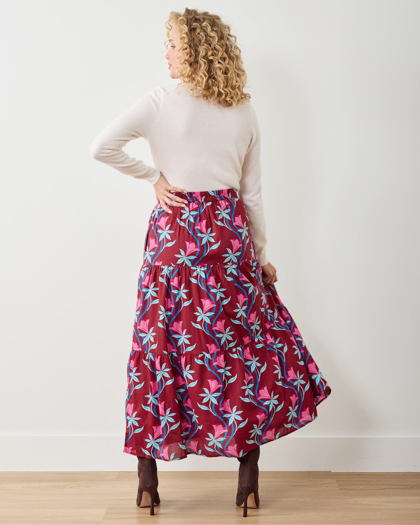 Moonflower Vine - Tessa Skirt - Barn Red - Printfresh
